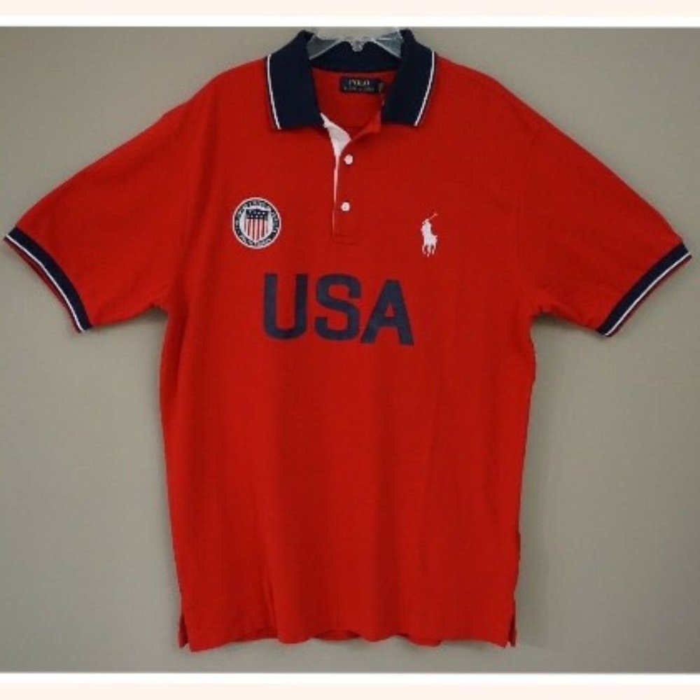 Polo Ralph Lauren Men’s Big and Tall Red USA Polo Shirt Size LT